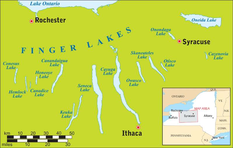 &Uuml;bersichtskarte Finger Lakes Region